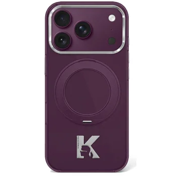 Karl Lagerfeld IML Ring Stand 360 Kameo Metal Case for iPhone 17 Pro / 18 Pro, Burgundy