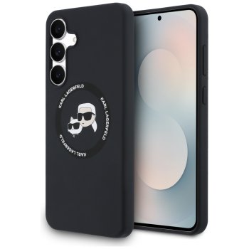 Karl Lagerfeld Silicone Karl & Choupette Heads MagSafe Phone Case Cover Samsung Galaxy S25 FE - Black