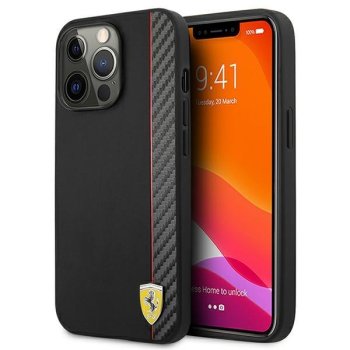 Ferrari Fesaxhcp13xbk iPhone 13 Pro Max 6,7" black/black Hardcase On Track Carbon Stripe
