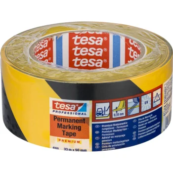 Лента для разметки пола Tesa 04169, 50 мм x 33 м, желто-черная