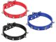 Adjustable Dog Collar with Studs, Faux Leather, Size M