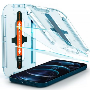 Apple iPhone 12 Pro Max 6.7" Spigen "EZ FIT" Tempered Glass Screen Protector 2 pcs. | Telefona Ekrāna Aizsargstikls ar Papildus Rāmi 2 gab.