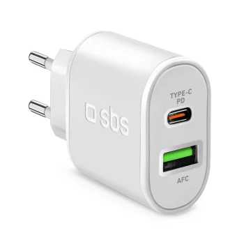 Sbs TETRPD20W tīkla lādētājs 20W USB-A un USB-C PD, balts