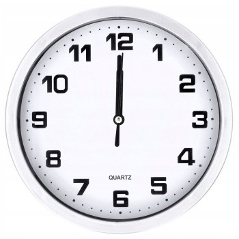 Wall Silent Round Clock 25 cm, Silver