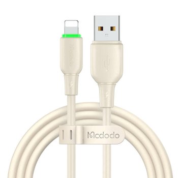 Mcdodo CA-4740 USB uz Lightning kabelis ar LED, 1.2m, bēšs