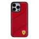Ferrari iPhone 15 Pro Case Perforated Waves Metal Logo, Red