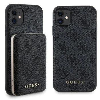 Apple iPhone 11 6.1'' Guess 4G Metal Logo + 5000mAh MagSafe Power Bank Case Cover, Black | Telefona Maciņš Vāks...