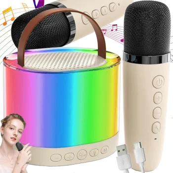 Портативный набор для караоке с 2 беспроводными микрофонами и RGB...