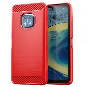 Nokia XR20 Carbon Flexible Cover TPU Case, Red | Telefona Maciņš Vāciņš Apvalks Bampers