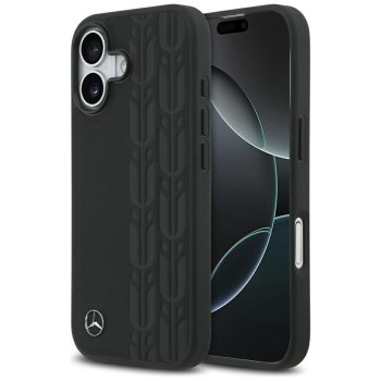 Mercedes iPhone 17 Case Leather Laurel Leaves MagSafe, Black