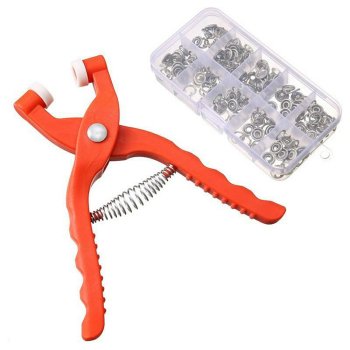 Snap Fastener Pliers Tool Kit with 50 Metal Snaps, Orange