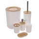 Ruhhy 6-Piece Bathroom Accessory Set, White / Bamboo