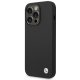 BMW iPhone 14 Pro vāciņš Silicone Metal Logo, melns