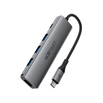 USB-хаб Acefast J16 5-в-1 USB-C с HDMI 4K 60Hz и PD 90W, Серый
