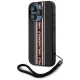 Karl Lagerfeld Saffiano Athleisure Stripes Cord iPhone 15 Pro vāciņš ar aukliņu, sarkans