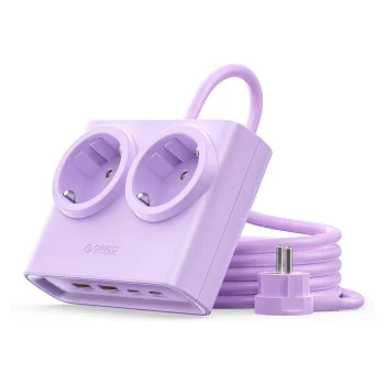 Удлинитель Orico PDC25 25W 6в1 2x AC 2x USB-A 2x USB-C, фиолетовый