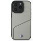 Чехол BMW для iPhone 16 Pro Sign Leather Textured and Line MagSafe, серый