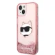Karl Lagerfeld Glitter Choupette Head vāciņš iPhone 14 Plus / 15 Plus - rozā