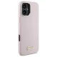 Чехол Guess для iPhone 16 Plus Silicone Script Metal Logo & Frame, розовый