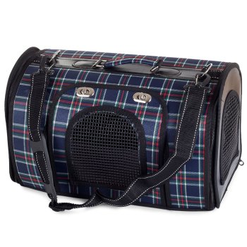 Large pet carrier bag for dogs and cats, 43x25x26 cm, blue