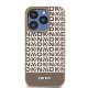 Apple iPhone 15 Pro 6.1\'\' DKNY Leather Printed Pattern Metal Logo MagSafe Case Cover, Brown