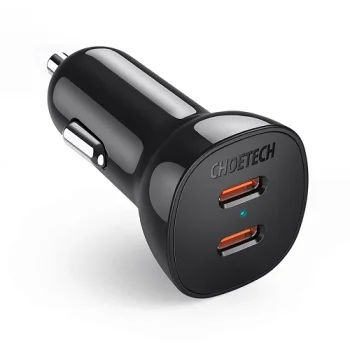 Choetech 2x USB-C auto lādētājs 40W, PD un QC 3.0, melns