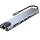 Адаптер-концентратор 8-в-1 USB-C (2x USB-C, Thunderbolt 3, 2x USB-A, HDMI 4K, SD/TF, RJ45)