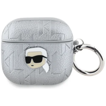 Чехол для Apple AirPods 4 Karl Lagerfeld Monogram Karl Head, серебристый