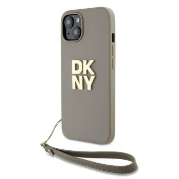Чехол DKNY для iPhone 15 / 14 / 13 Wrist Strap Stock Logo, бежевый