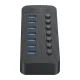 Orico CT2U3-7AB 7x USB-A 3.0 Sadalītājs ar Slēdžiem - Melns
