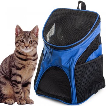 Kaķu suņu transportēšanas mugursoma / soma mājdzīvnieku pārvadāšanai, zila | Cat Dog Backpack Bag Pet Carrier