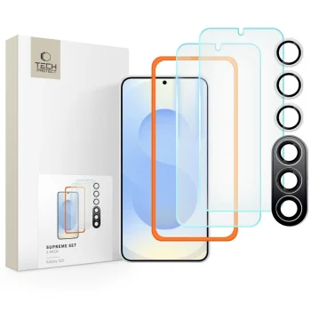 Tech-Protect Supreme Tempered Glass Set for Samsung Galaxy S25, Clear