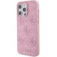 Guess iPhone 15 Pro Max vāciņš Leather 4G Stamped, rozā