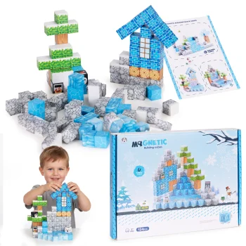 Multistore magnētiskie konstruktori bērniem, 124 detaļas, Ziemas motīvs
