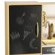 Bērnu koka virtuve ar ledusskapi un krīta tāfeli LULILO, Zelta | Kids Wooden Kitchen with Refrigerator
