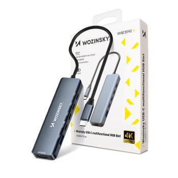 USB-C 6-в-1 концентратор Wozinsky WHBC10Y4S, многофункциональный,...
