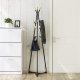 Freestanding Metal Coat Rack with Beech Wood Hooks