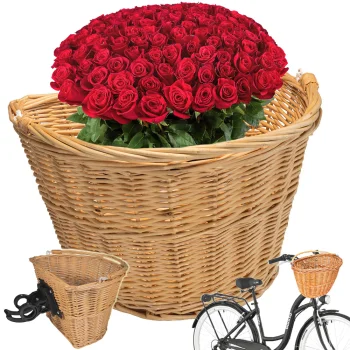 Liels austs grozs velosipēdam uz priekšējās stūres | Large Woven Basket for Bicycles for Front Handlebar