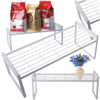 Metāla plaukts vienlīmeņu virtuves organizatora statīvs balts virtuvei | Metal shelf single level kitchen organizer...