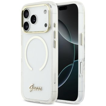 Guess IML Script Metal MagSafe MagCase iPhone 17 Pro Max telefonam – caurspīdīgs | Phone Case Cover