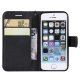 Apple iPhone SE / 5s / 5 Wallet Leather Stand Case Cover, Black | Telefona Maciņš Vāciņš Apvalks Grāmatiņa