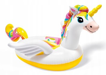 INTEX 57561 Inflatable Rainbow Unicorn Ride-On Island 226x173cm