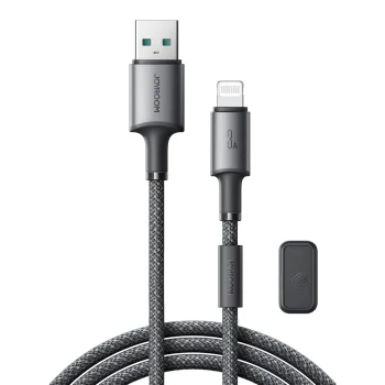 Joyroom S-A50 3A USB-A uz Lightning kabelis ar organizatoru, 1.2m, Pelēks
