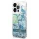 Чехол Guess Flower Liquid Glitter для iPhone 14 Pro Max - зеленый
