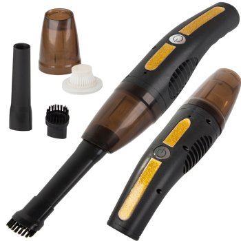 Powerful cordless handheld car vacuum cleaner with battery and USB, black/white