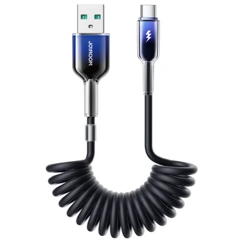 Joyroom S-A43 USB-A uz USB-C spirālveida kabelis 1.5m, melns