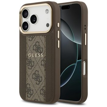 Guess iPhone 17 Pro Case 4G PU Stripe MagSafe, Brown