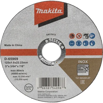 Makita D-65969 griezējdisku komplekts metālam 125 x 1,0 mm, 12 gab.