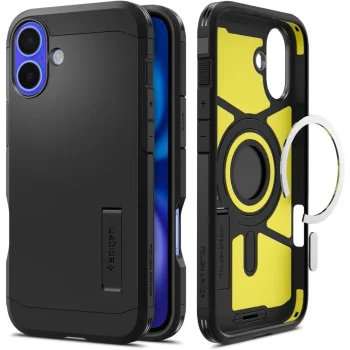 Spigen Tough Armor MagSafe vāciņš ar statīvu iPhone 16 - Melns