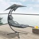 Hanging Chaise Lounge Chair MultiGarden Outdoor Swing with Stand and Canopy, Grey